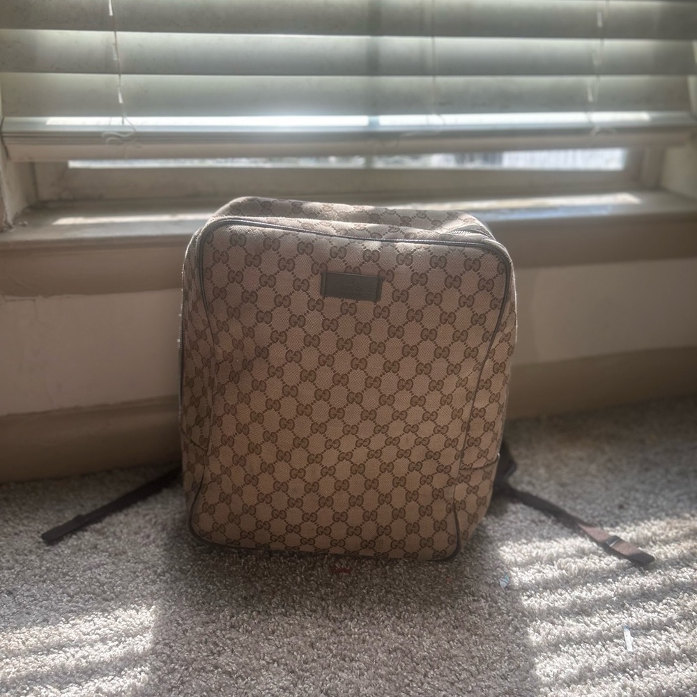 Gucci Beige Monogram Backpack for Men